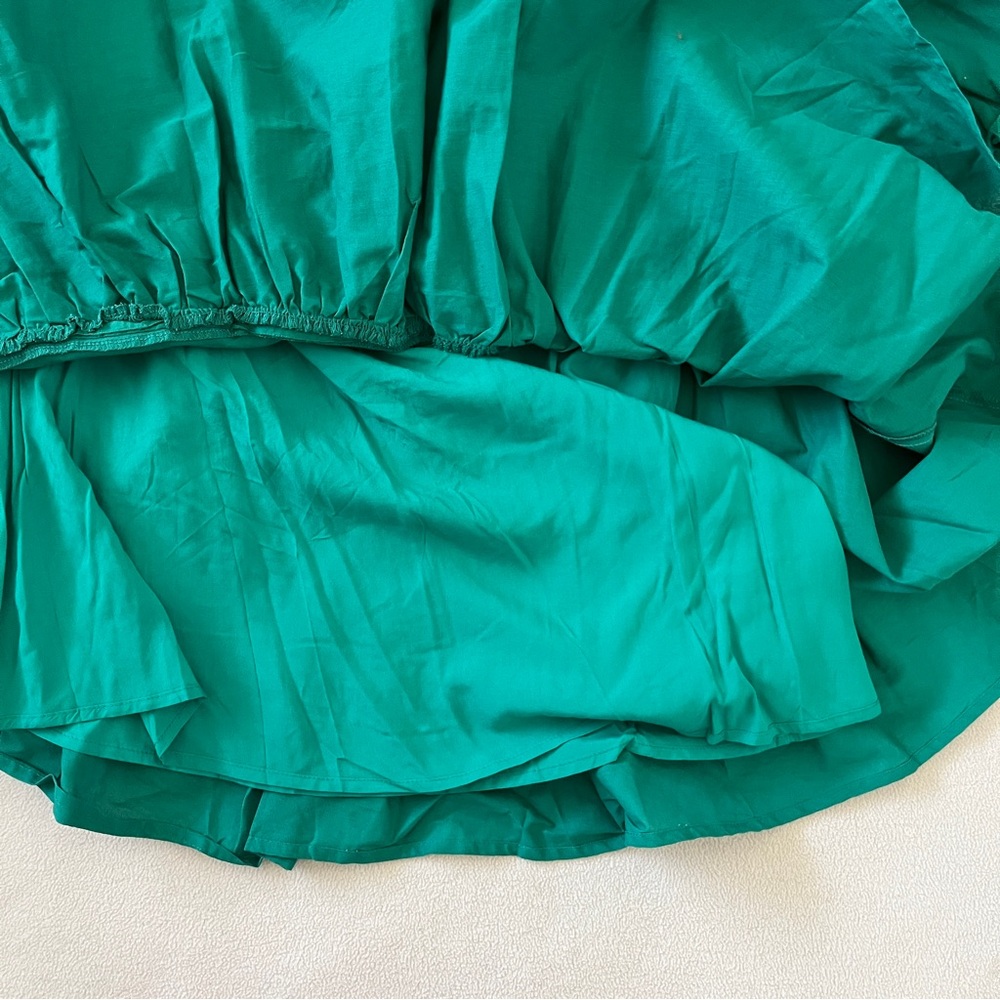 NEW ShowPo Harleen Asymmetrical Puff Sleeve Mini Dress Green Wedding Party Derby - Picture 9 of 11